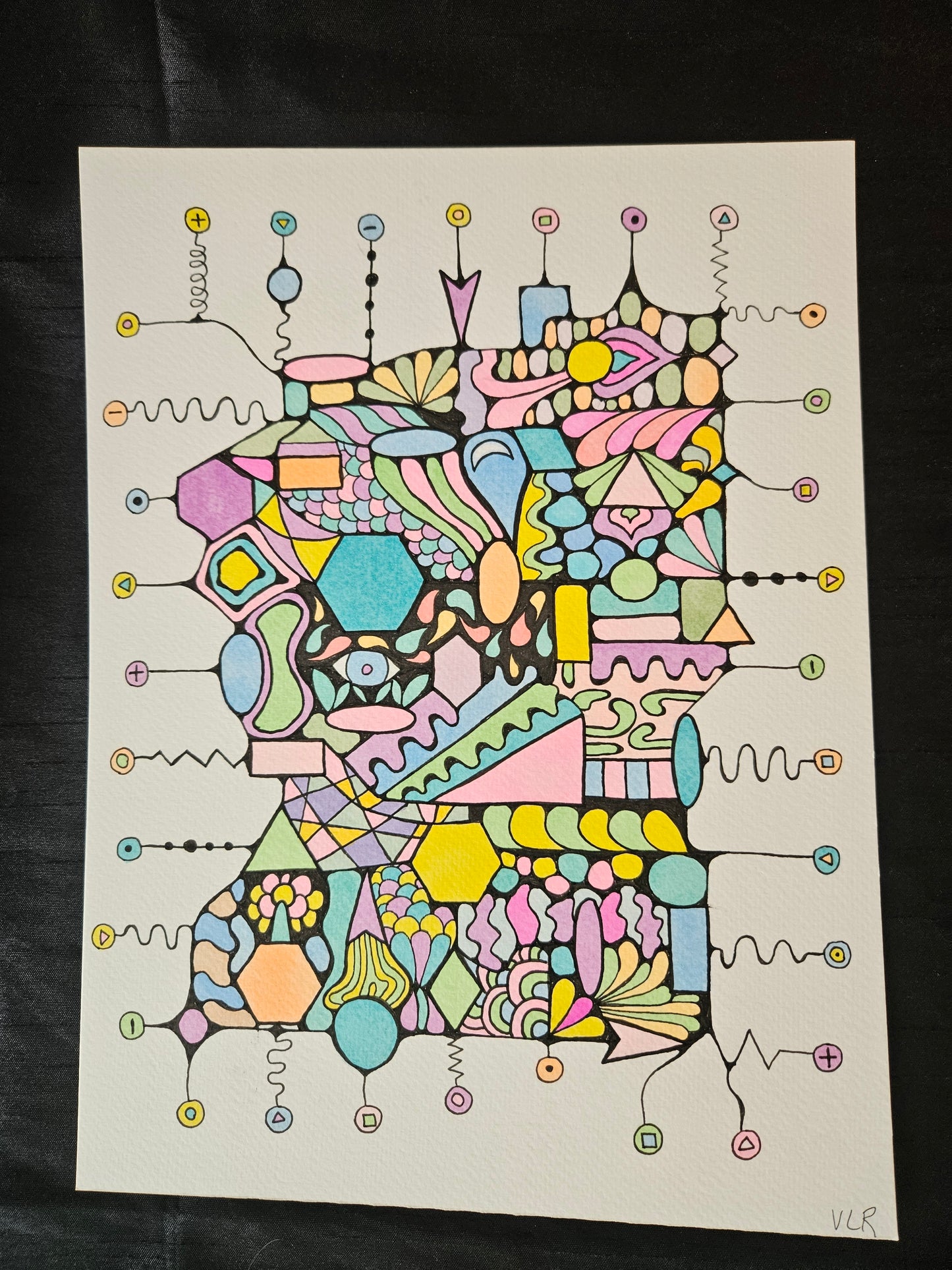 Pastel Abstract Motherboard Drawing