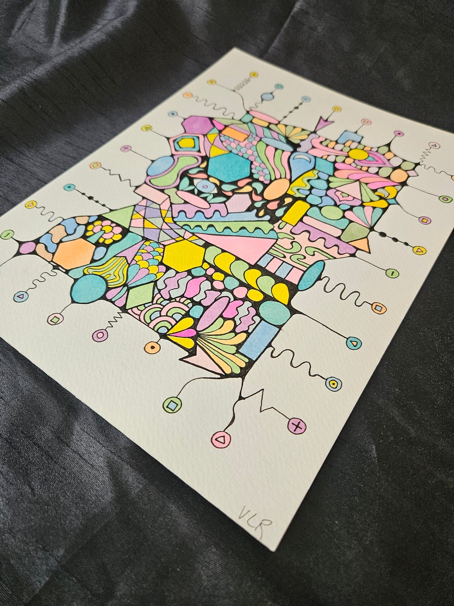 Pastel Abstract Motherboard Drawing