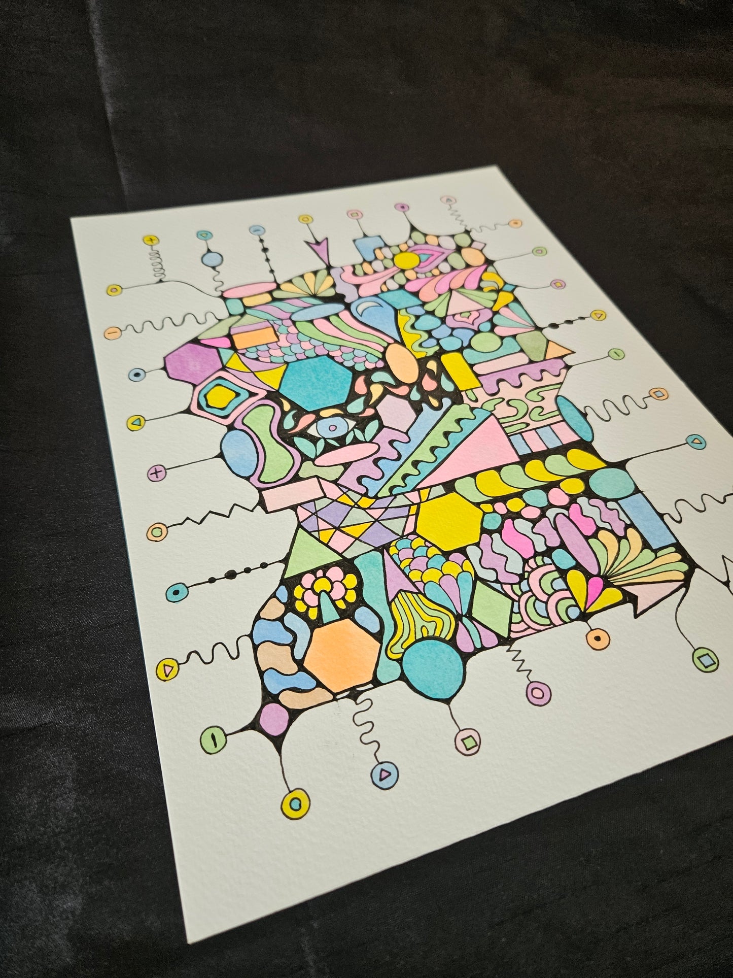 Pastel Abstract Motherboard Drawing